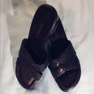 Leather Black Braided Sandals